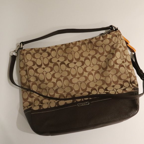 Coach Park Signature Hobo Shoulder Bag Handbag Purse Cloth Khaki - Picture 9 of 13